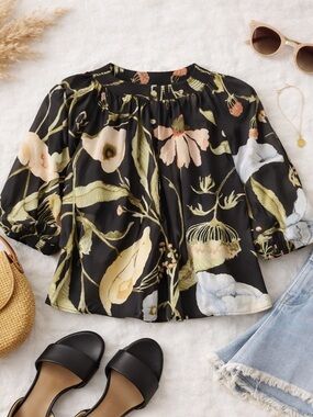 H&M Floral Band Collared Blouse